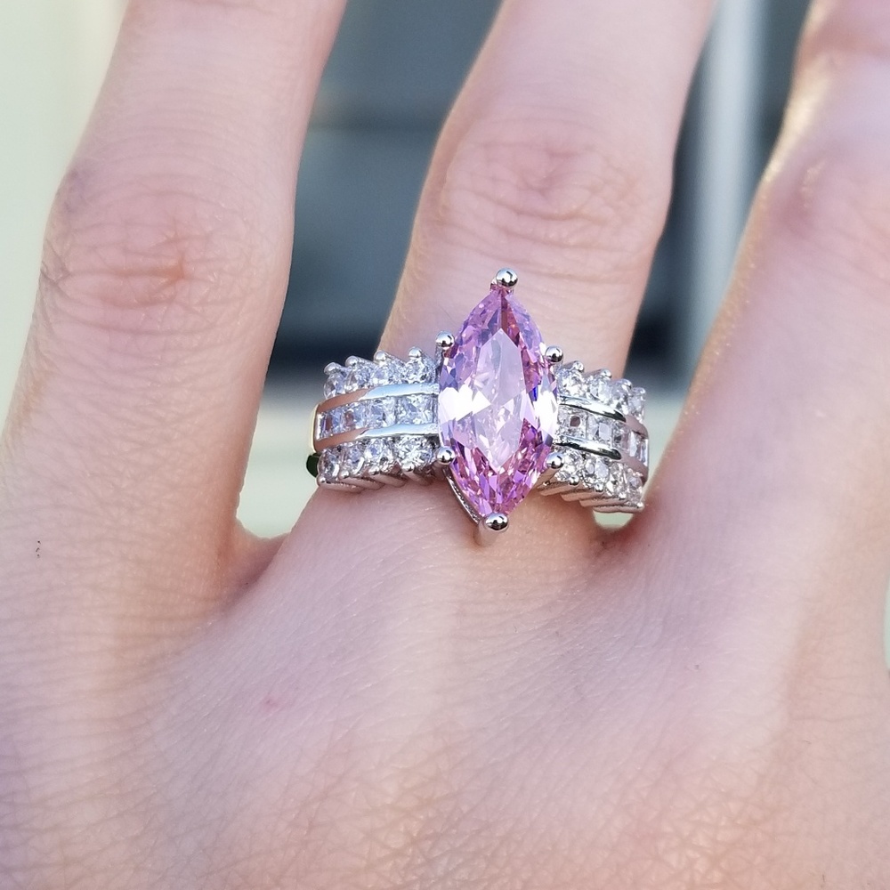 🆕️(Sz6/8/10)-2.25CT Marquis Cut Pink&White - Picture 6 of 8